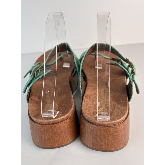 White mountain Lefter Low Platform Suede sandals 11 Green New Boho - Picture 3 of 7